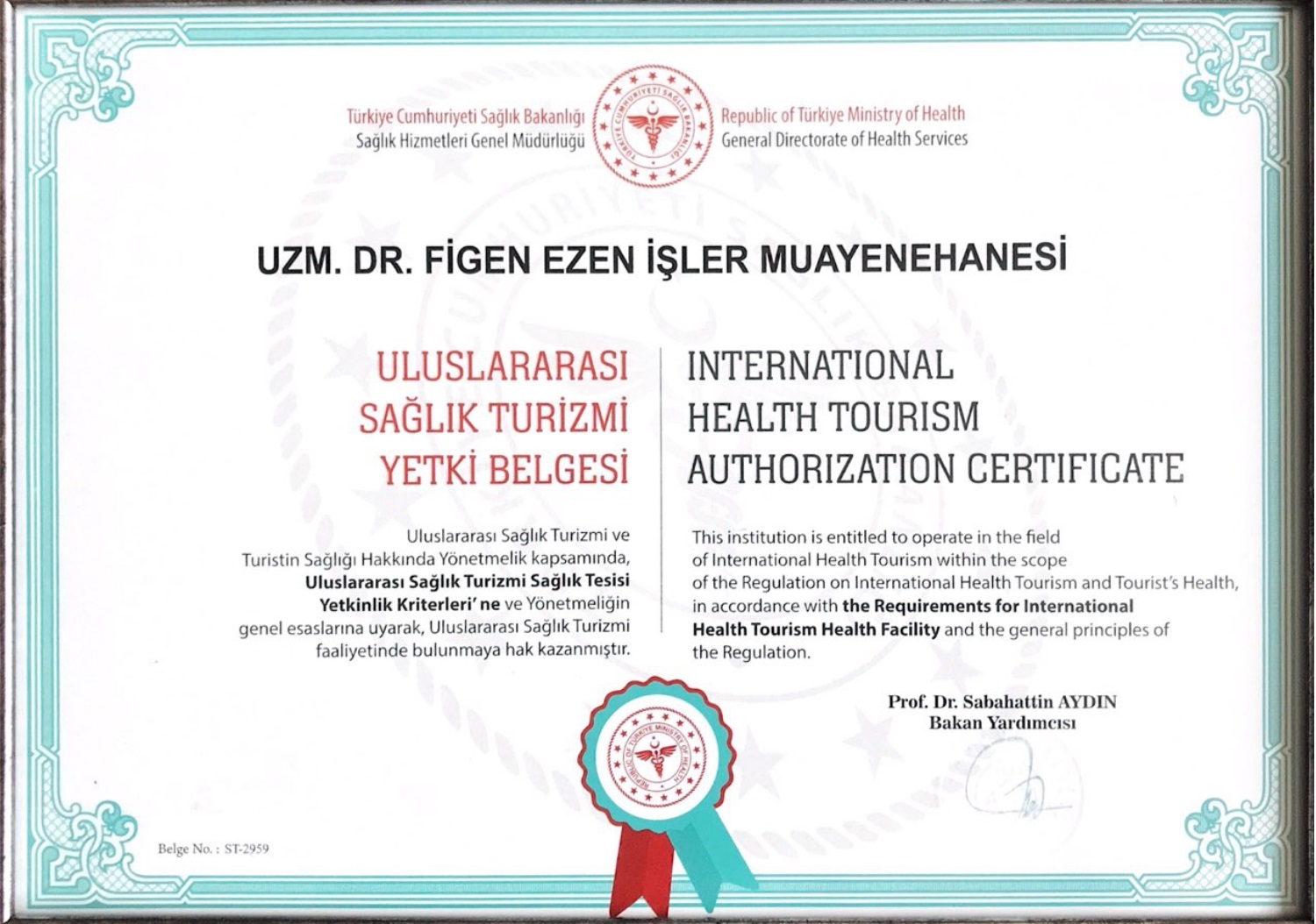 Sağlık Turizmi Sertifikası